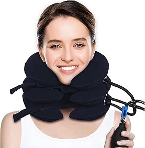 Neck Massager 3 Layered Multi-functional Spine & Cervical Neck Traction Device Neck Massager for Pain and Stress Relief Collar for Neck Pain Inflatable Neck Support Cervical Airbag 3 Layer Massager for Neck Cervical Spine Massager UR Inflatable Cervical