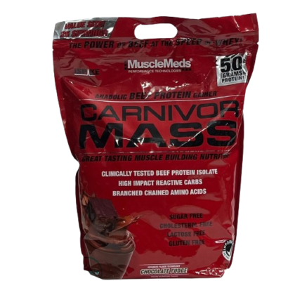 MuscleMeds Carnivor Mass Anabolic Beef Protein Gainer, Vanilla Caramel, 10 Pounds