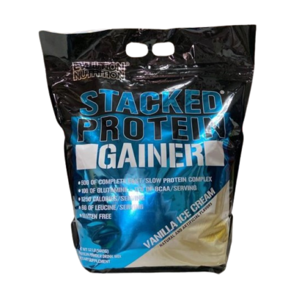 Evlution Nutrition Stacked Protein Gainer, Whey Protein Powder Complex, 50 Grams Protein, 250 Grams Carbohydrates, Build Muscle, Recovery, Post Workout, Gluten-Free (Double Rich Chocolate, 12 LB)